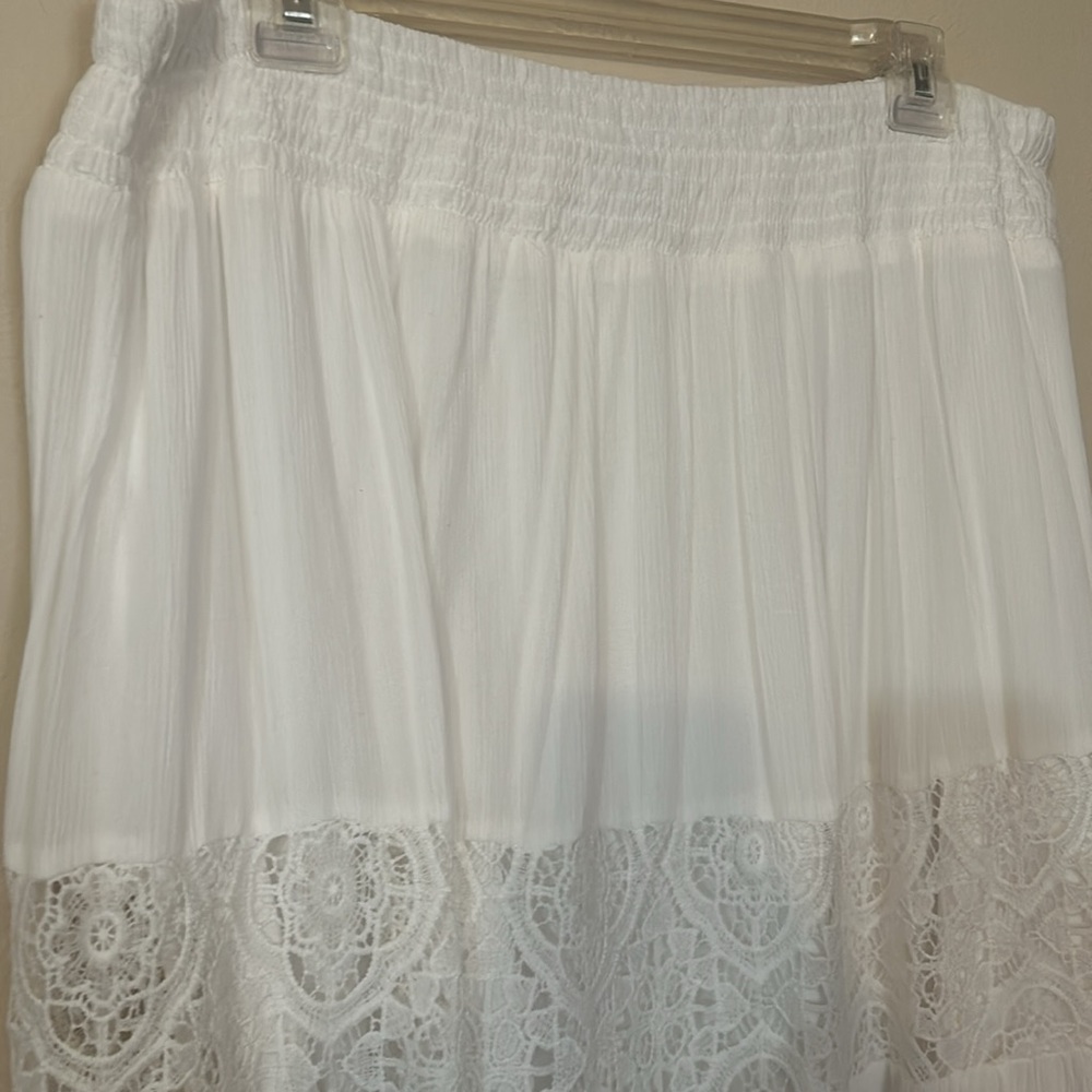 Lane Bryant White Tiered Bohemian Style Skirt - Picture 3 of 9